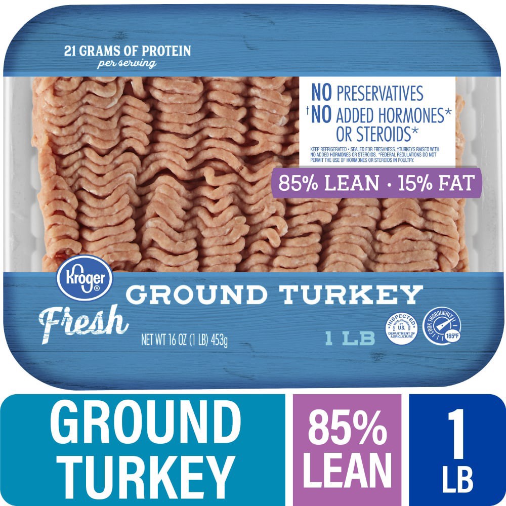 slide 1 of 5, Kroger Ground Turkey 85% Lean 15% Fat, 1 lb
