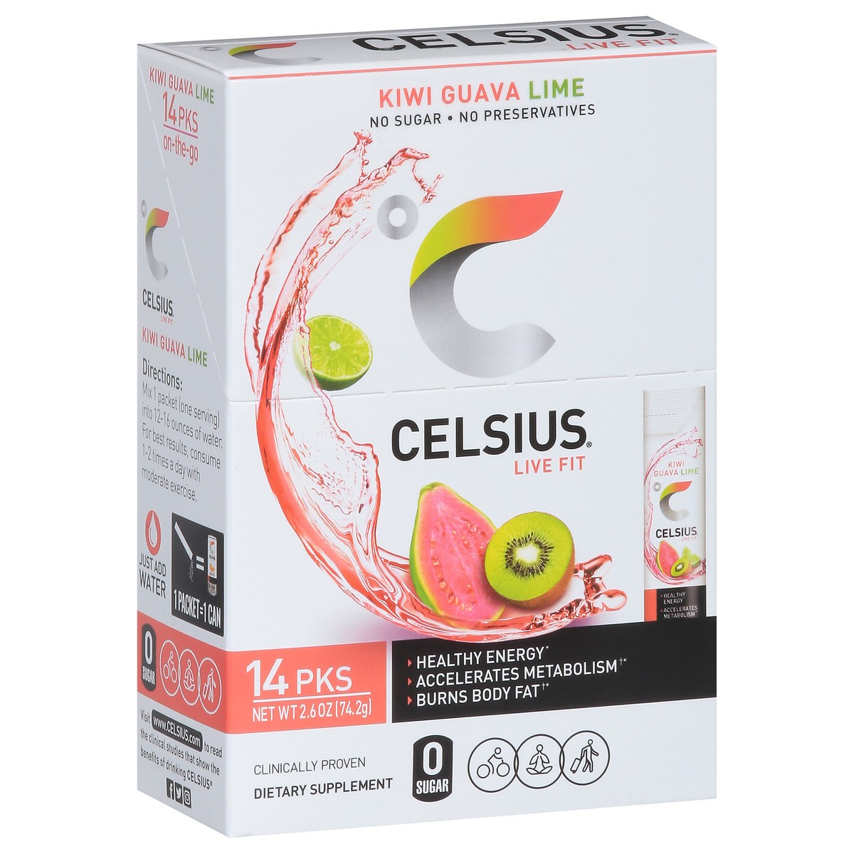 slide 3 of 9, CELSIUS Live FIt Kiwi Guava Lime Powder Sticks - 14 ct, 14 ct
