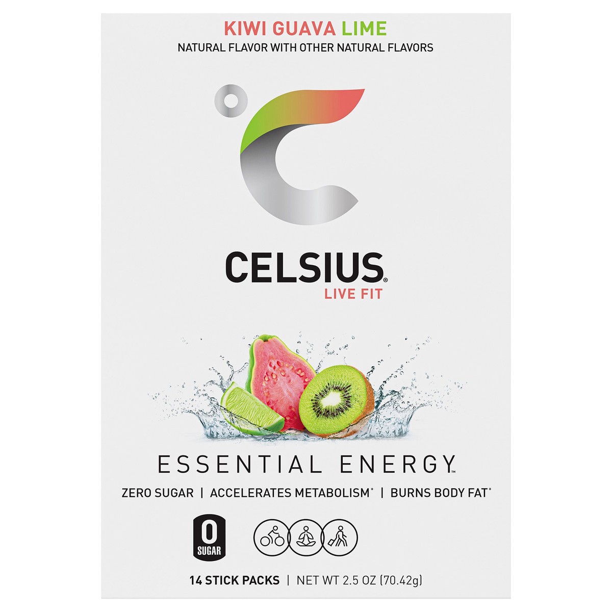 slide 1 of 9, CELSIUS Live FIt Kiwi Guava Lime Powder Sticks - 14 ct, 14 ct