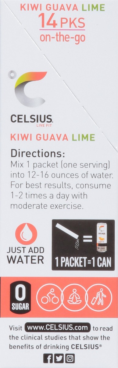 slide 2 of 9, CELSIUS Live FIt Kiwi Guava Lime Powder Sticks - 14 ct, 14 ct
