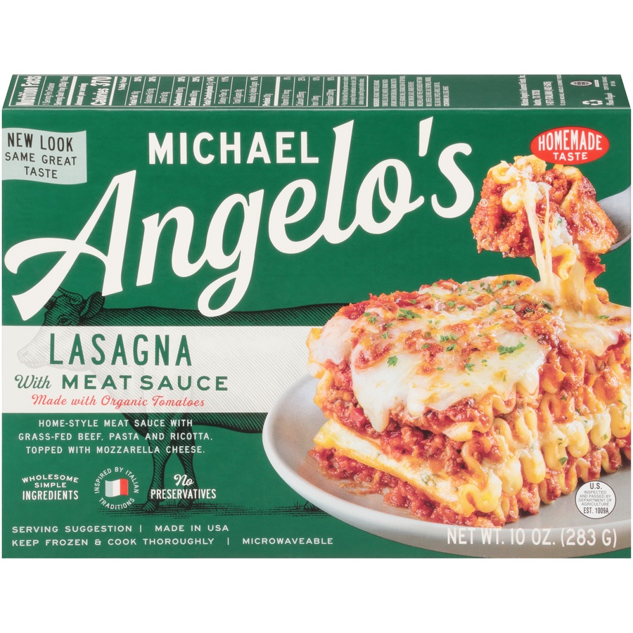 slide 1 of 8, Michael Angelo's Lasagna with Meat Sauce, 10 oz