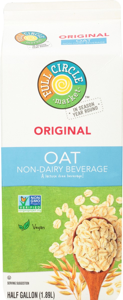 slide 4 of 15, Full Circle Market Non-Dairy Original Oat Beverage 0.5 gl, 1/2 gal