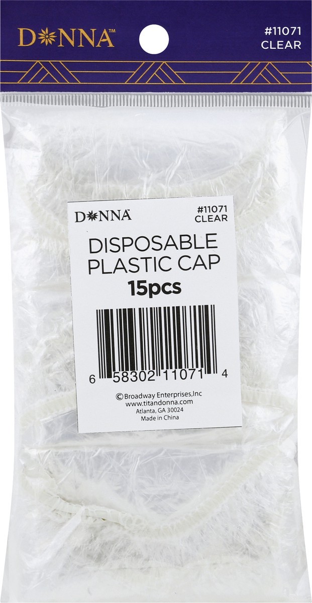 slide 7 of 10, Donna Premium Collection Clear Disposable Plastic Caps One Size Fits All 15 ea, 15 ct