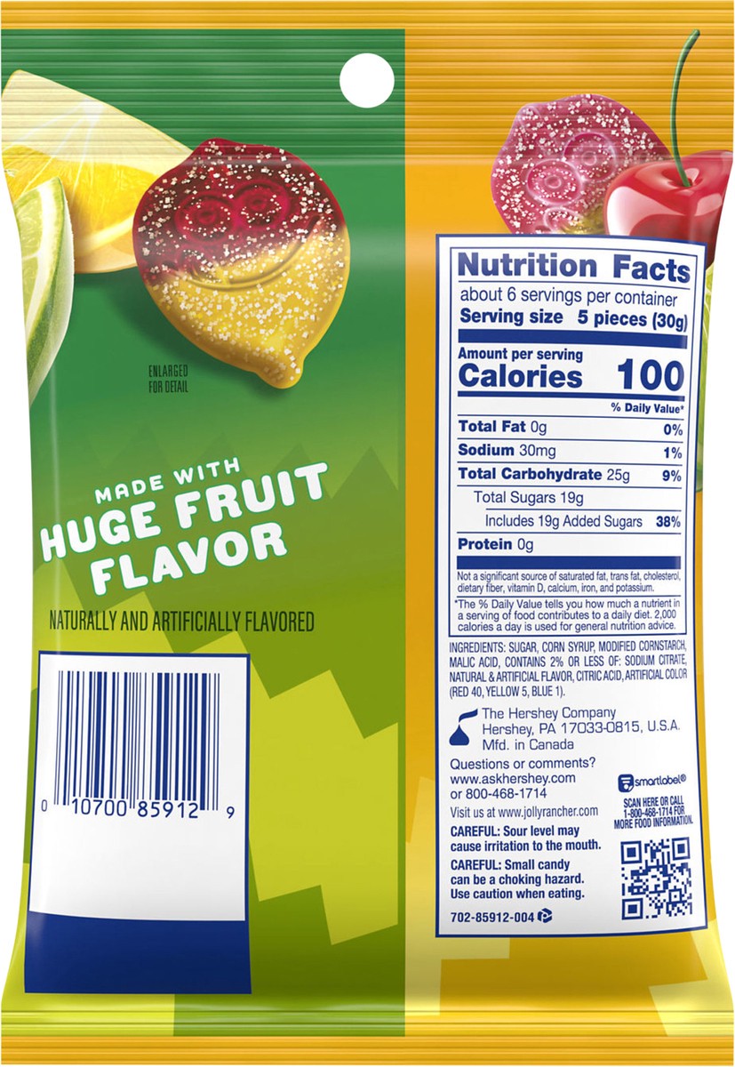 slide 6 of 8, JOLLY RANCHER Sour Gummies Lemonade Flavored Candy Bag, 6.5 oz, 6.5 oz