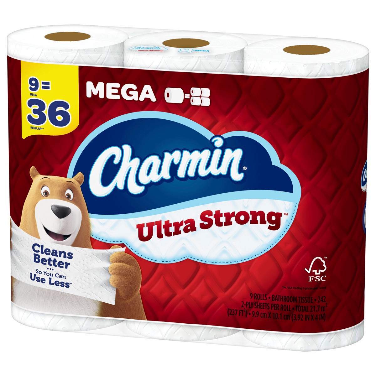 slide 2 of 5, Charmin Ultra Strong Toilet Paper 9 Mega Rolls, 242 Sheets Per Roll, 9 ct