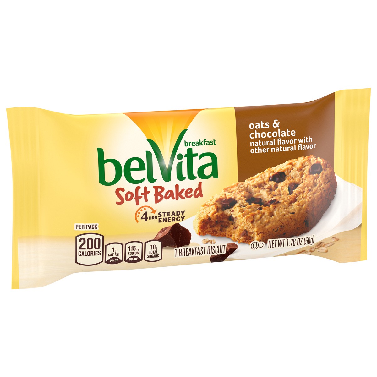 slide 2 of 15, belVita Soft Baked Oats & Chocolate Breakfast Biscuits, 1 Pack (1 Biscuit Per Pack), 1.76 oz