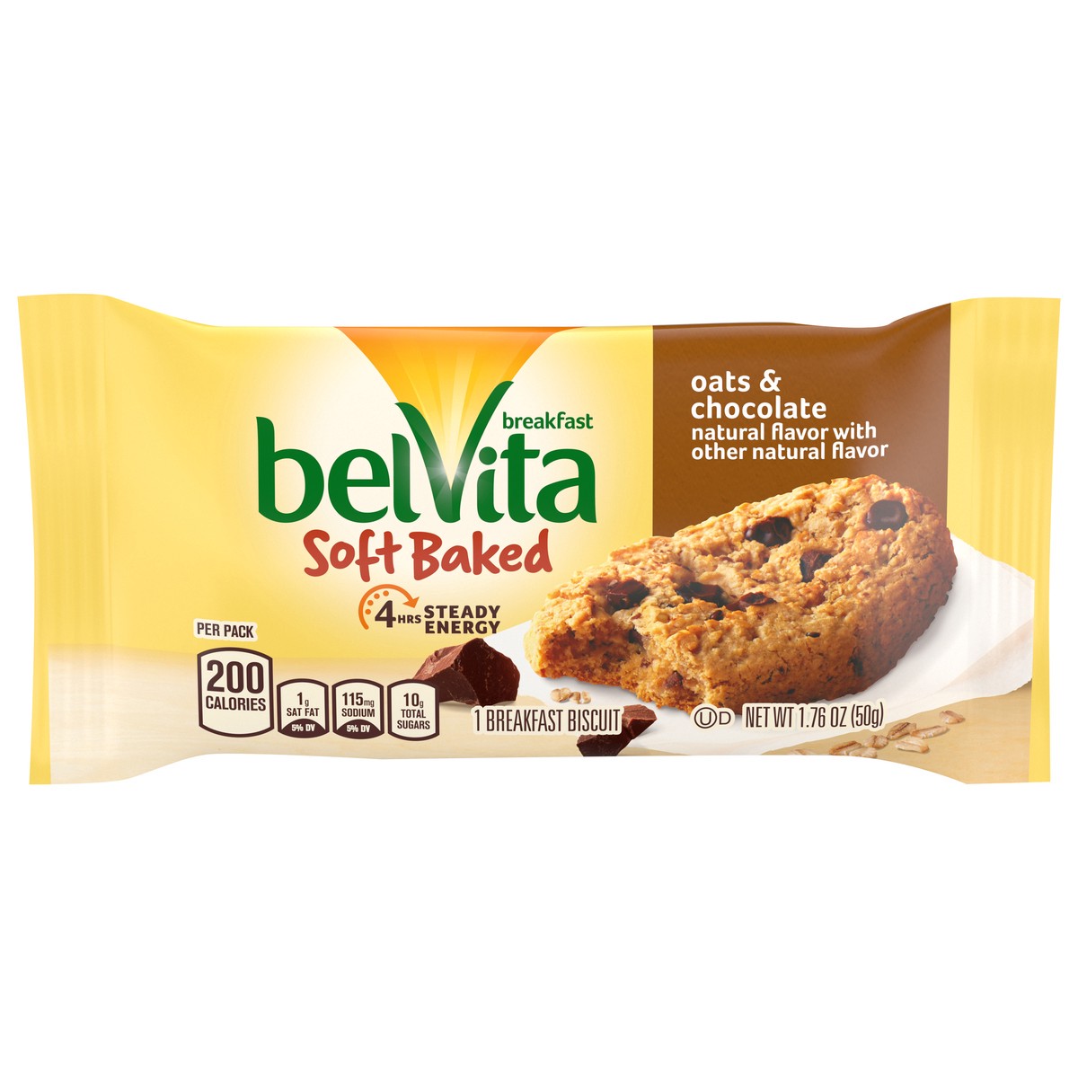 slide 13 of 15, belVita Soft Baked Oats & Chocolate Breakfast Biscuits, 1 Pack (1 Biscuit Per Pack), 1.76 oz