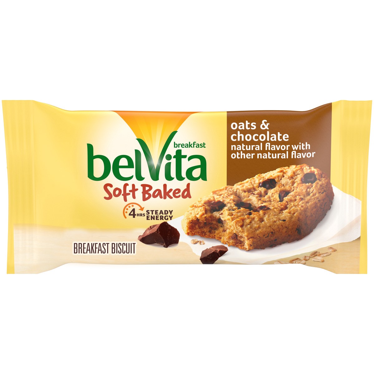 slide 15 of 15, belVita Soft Baked Oats & Chocolate Breakfast Biscuits, 1 Pack (1 Biscuit Per Pack), 1.76 oz