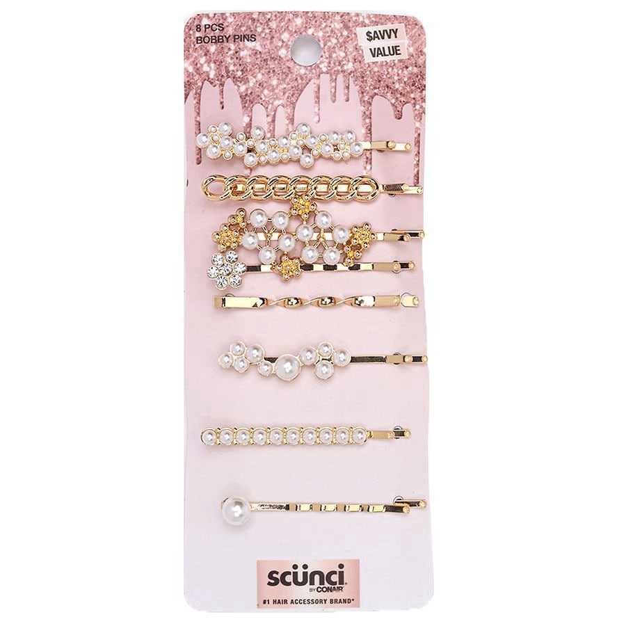 slide 1 of 2, scünci Bobby Pins, 8 ct