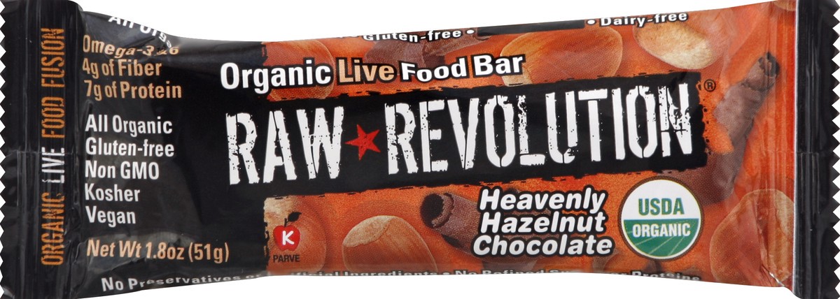 slide 3 of 6, Raw Revolution Hazelnut and Chocolate Organic Live Food Bar, 2.2 oz