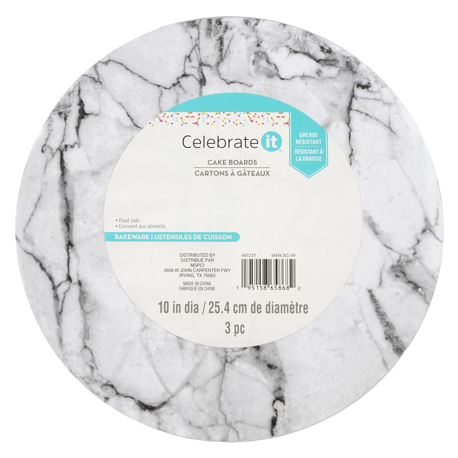 slide 2 of 3, 10" Black & White Marble Cake Boards By Celebrate It, 3ct., 3 ct