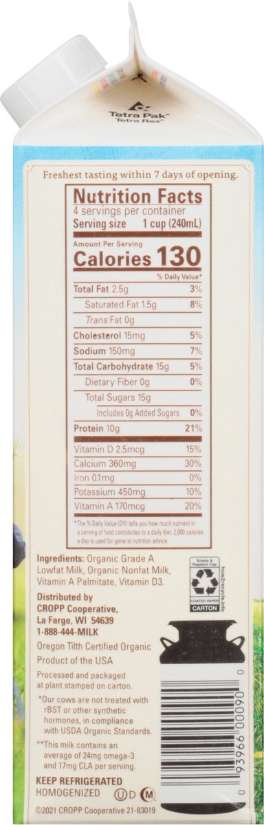 slide 9 of 12, ORGANIC VALLEY 1% (Low Fat) Organic Milk - Ultra Pasteurized, 32 oz, 32 oz