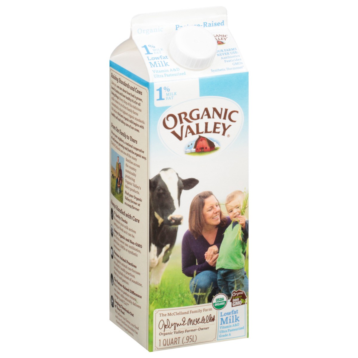 slide 7 of 12, ORGANIC VALLEY 1% (Low Fat) Organic Milk - Ultra Pasteurized, 32 oz, 32 oz