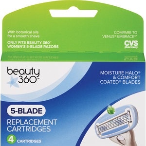 slide 1 of 1, Beauty 360 5-Blade Women's Razor Cartridges, 4 ct