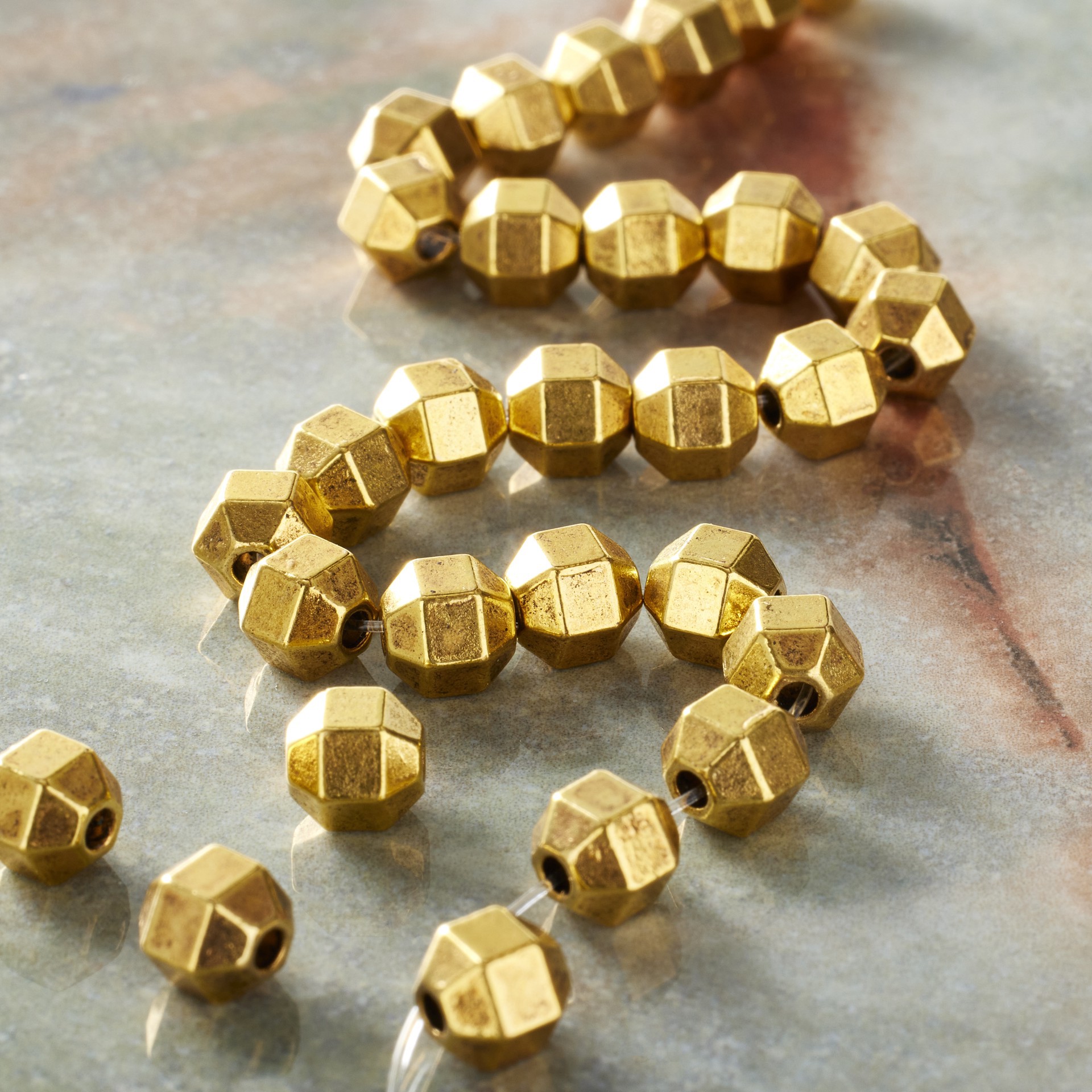 slide 3 of 3, Gold Metal Rondelle Beads, 6mm By Bead Landing, 6 mm