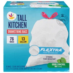 Giant Odor Control Mint Tall Kitchen Drawstring Bags 13 Gallon
