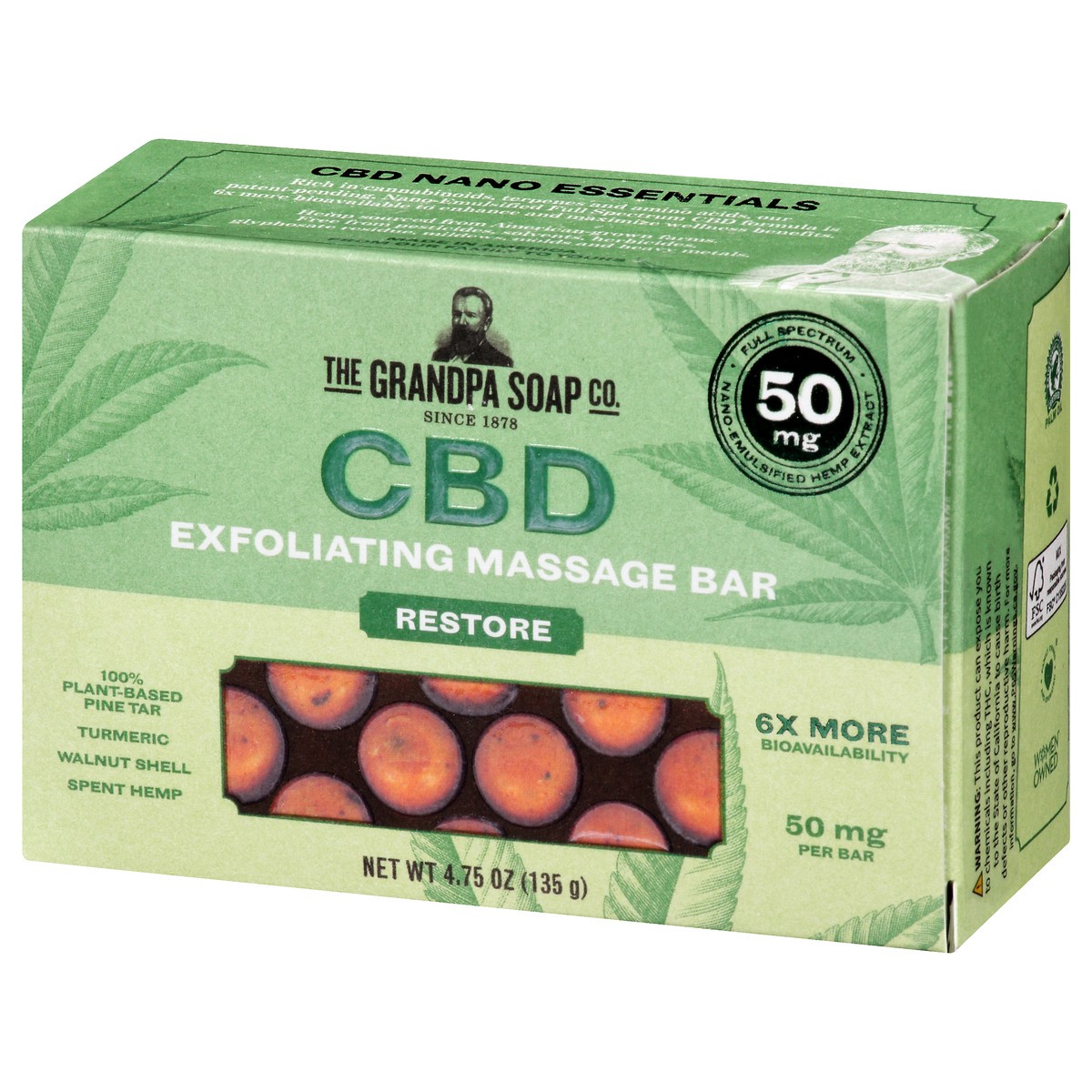 slide 4 of 9, The Grandpa Soap Co. CBD Restore Exfoliating Massage Bar 4.75 oz, 4.75 oz