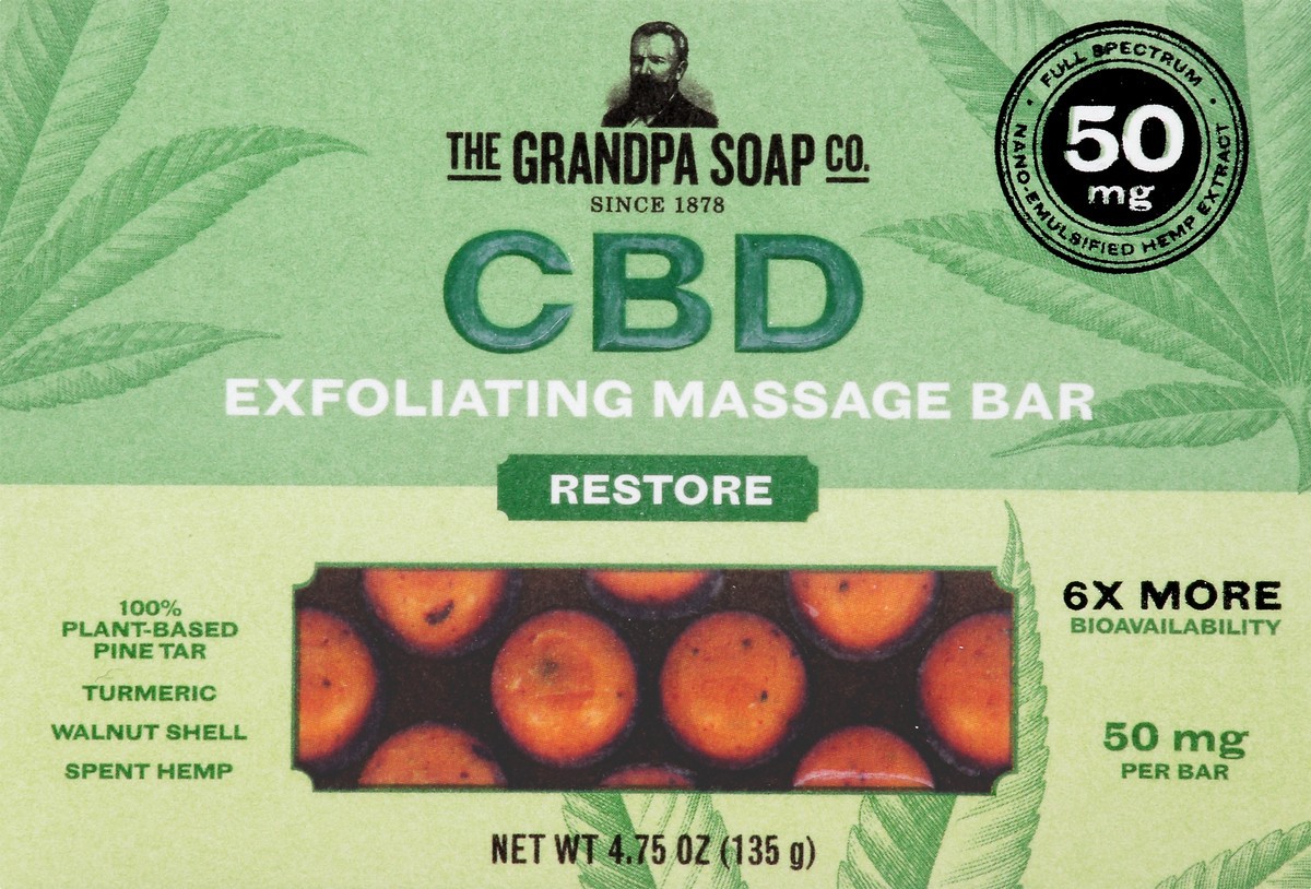 slide 9 of 9, The Grandpa Soap Co. CBD Restore Exfoliating Massage Bar 4.75 oz, 4.75 oz