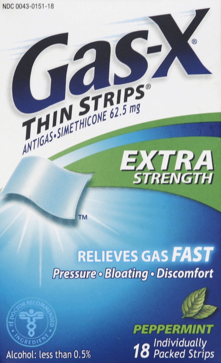 slide 4 of 4, Gas-X Peppermint Extra Strength Antigas Thin Strips, 18 ct
