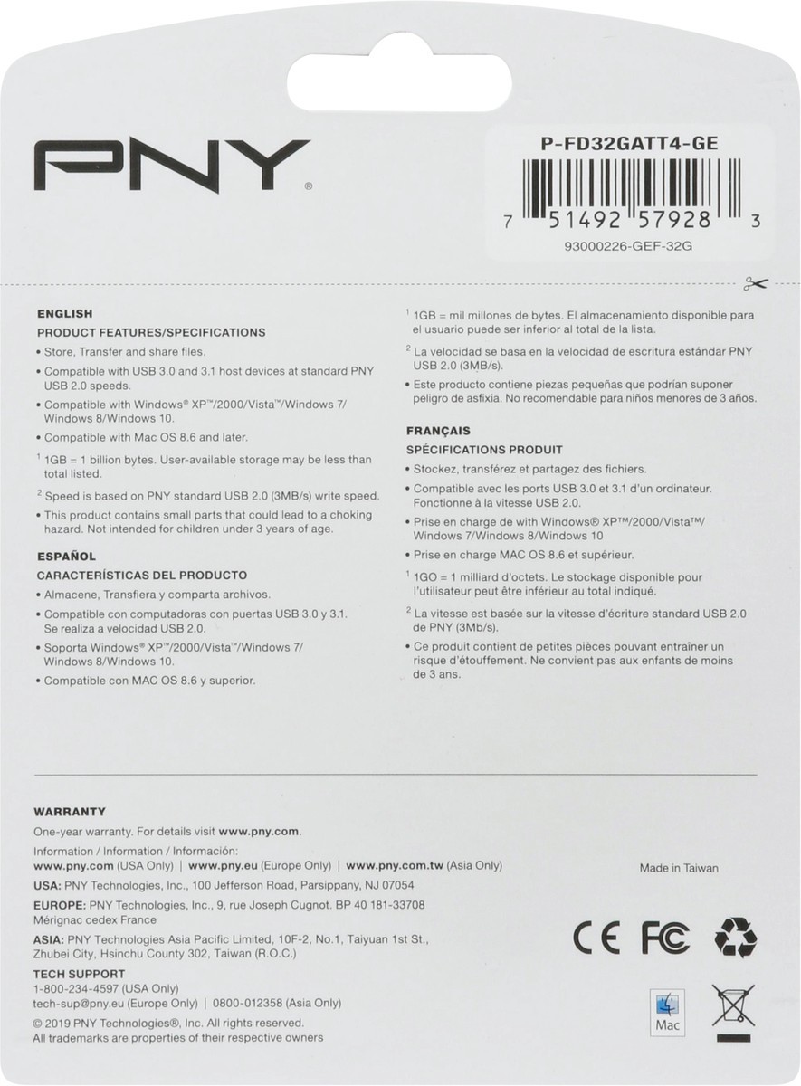 slide 12 of 12, PNY 32GB Attache USB 2.0 Flash Drive Black, 1 ct