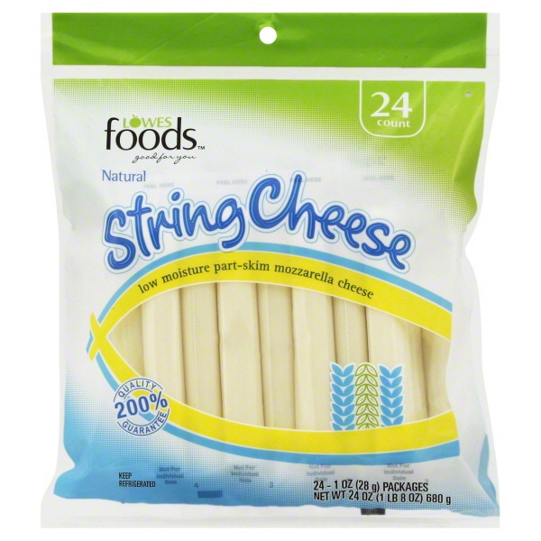 slide 1 of 1, Lowes Foods Mozzarella String Cheese, 24 oz