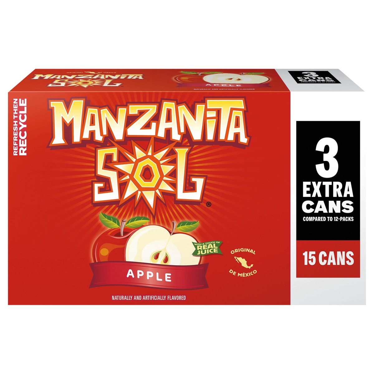 slide 12 of 12, Manzanita Sol Soda Apple Naturally & Artificially Flavored 12 Fl Oz, 15 Count, 15 ct