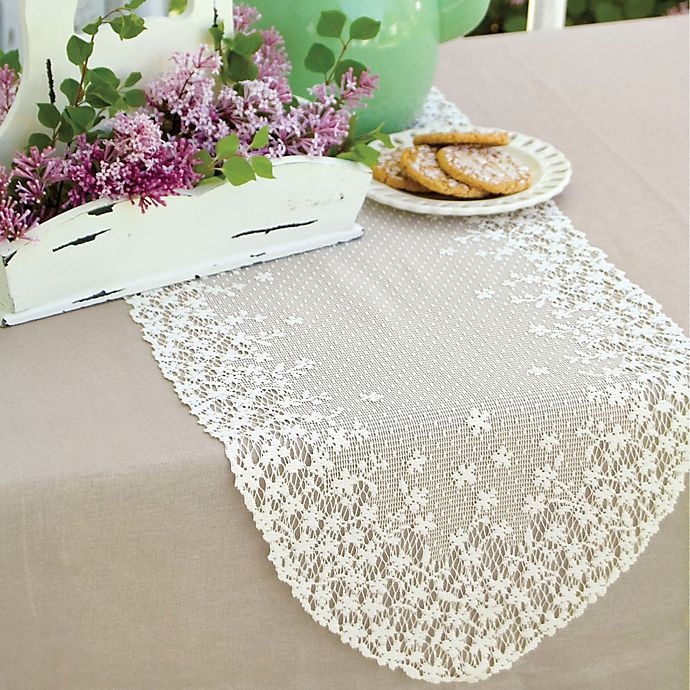 slide 2 of 2, Heritage Lace Blossom Table Runner - White, 30 in