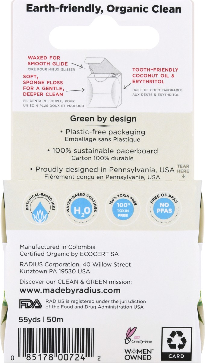 slide 5 of 9, Radius Organic Vanilla Mint Floss 1 ea, 1 ct