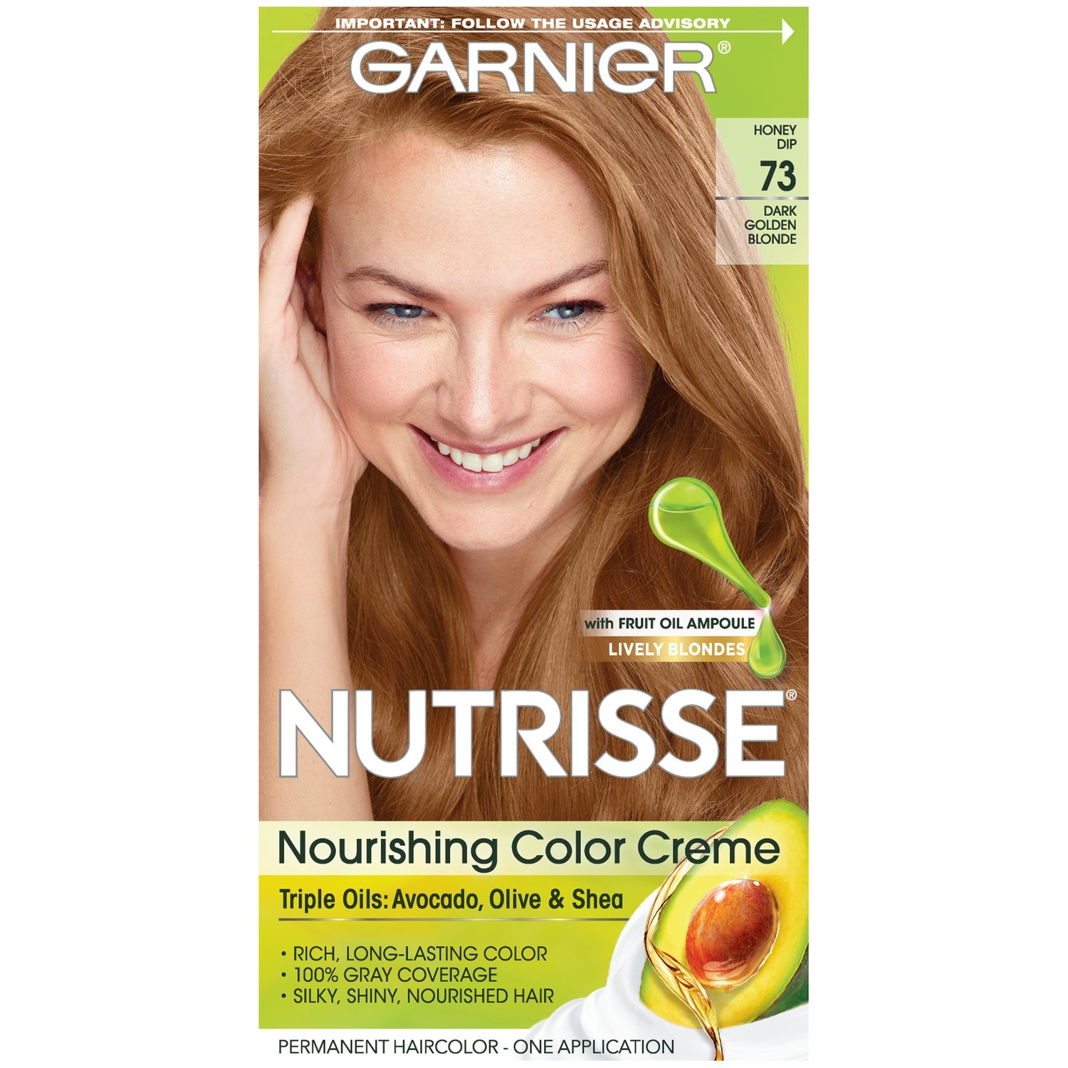 slide 1 of 1, Garnier Nourishing Permanent Hair Color Creme - 73 Dark Golden Blonde, 1 ct