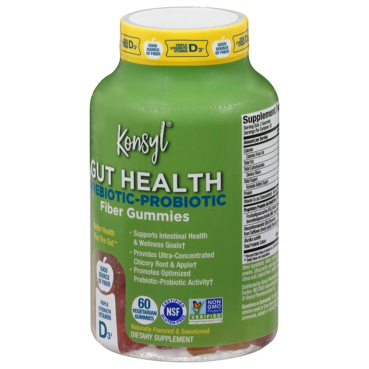 slide 8 of 10, Konsyl Gut Health Prebiotic-Probiotic Fiber Gummies 60 ea, 60 ct