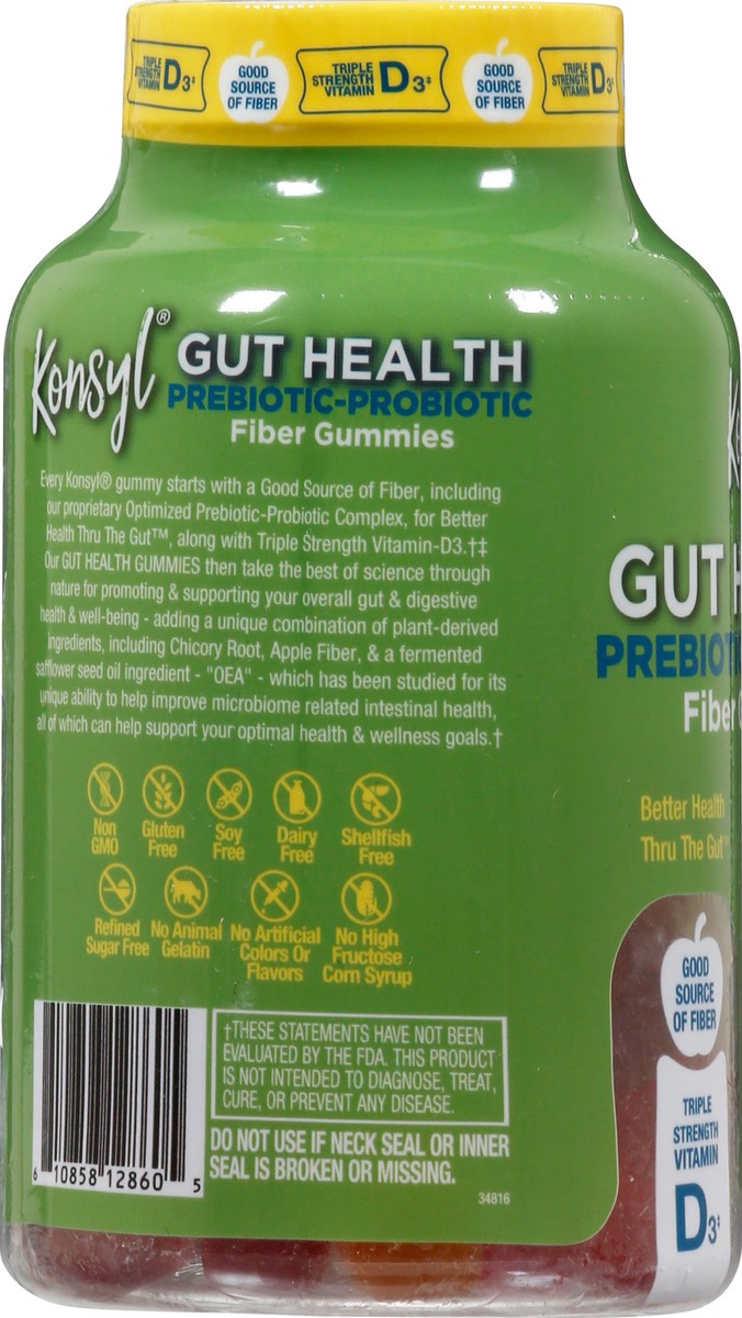 slide 5 of 10, Konsyl Gut Health Prebiotic-Probiotic Fiber Gummies 60 ea, 60 ct