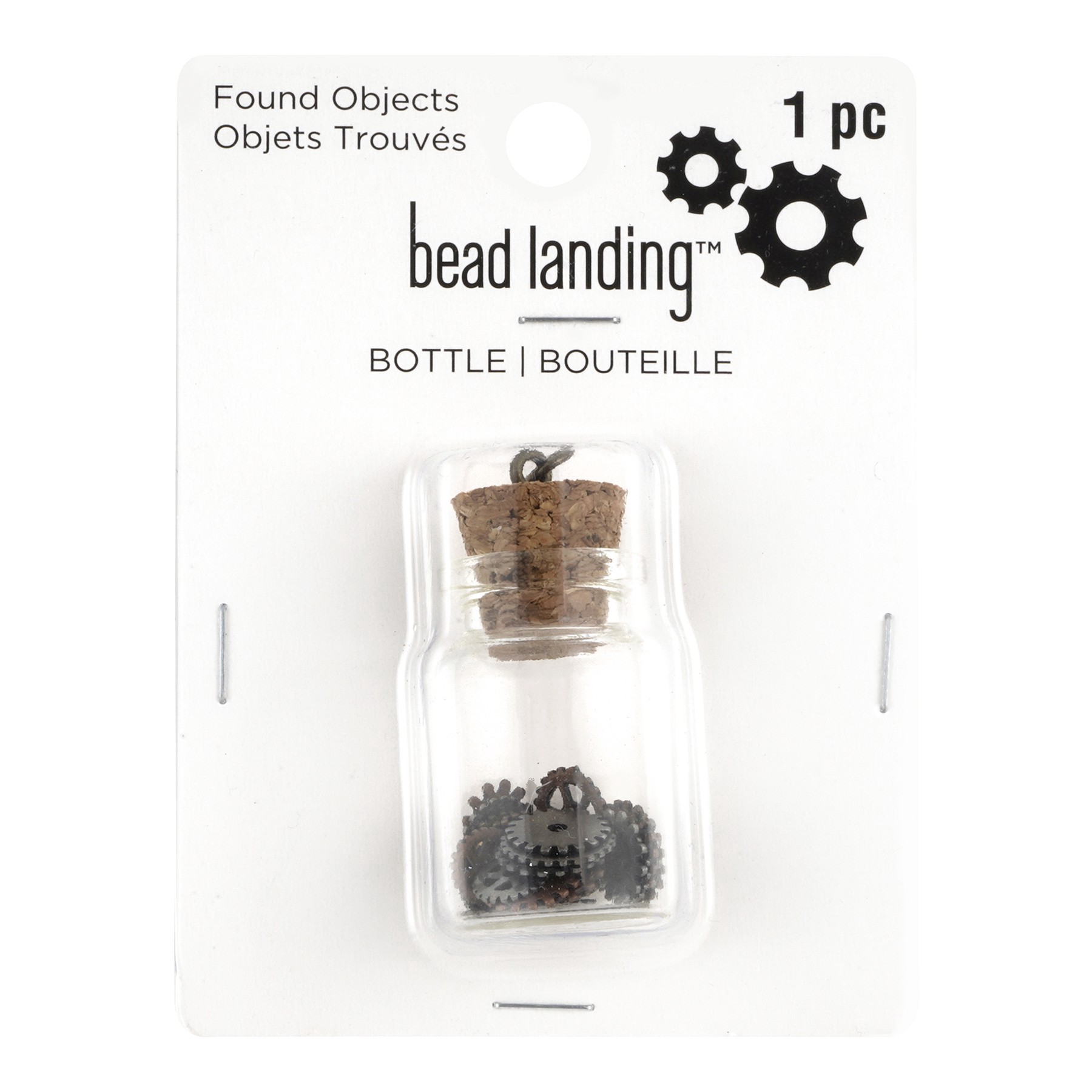 slide 3 of 3, Found Objects Bottle With Gears By Bead Landing, 22mm x 40mm