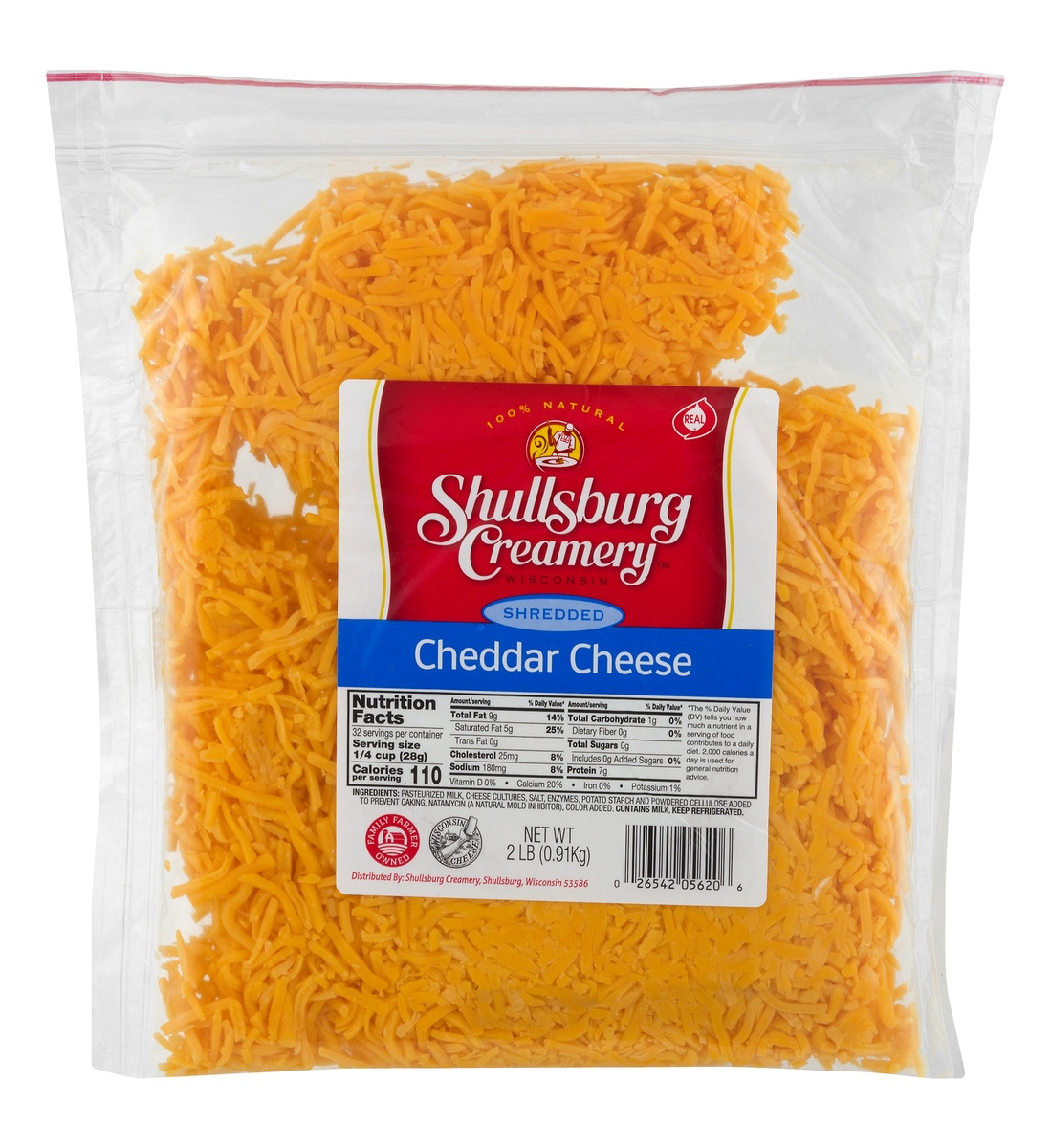 slide 1 of 1, Shullsburg Creamery Shredded Cheddar Cheese, 2 lb