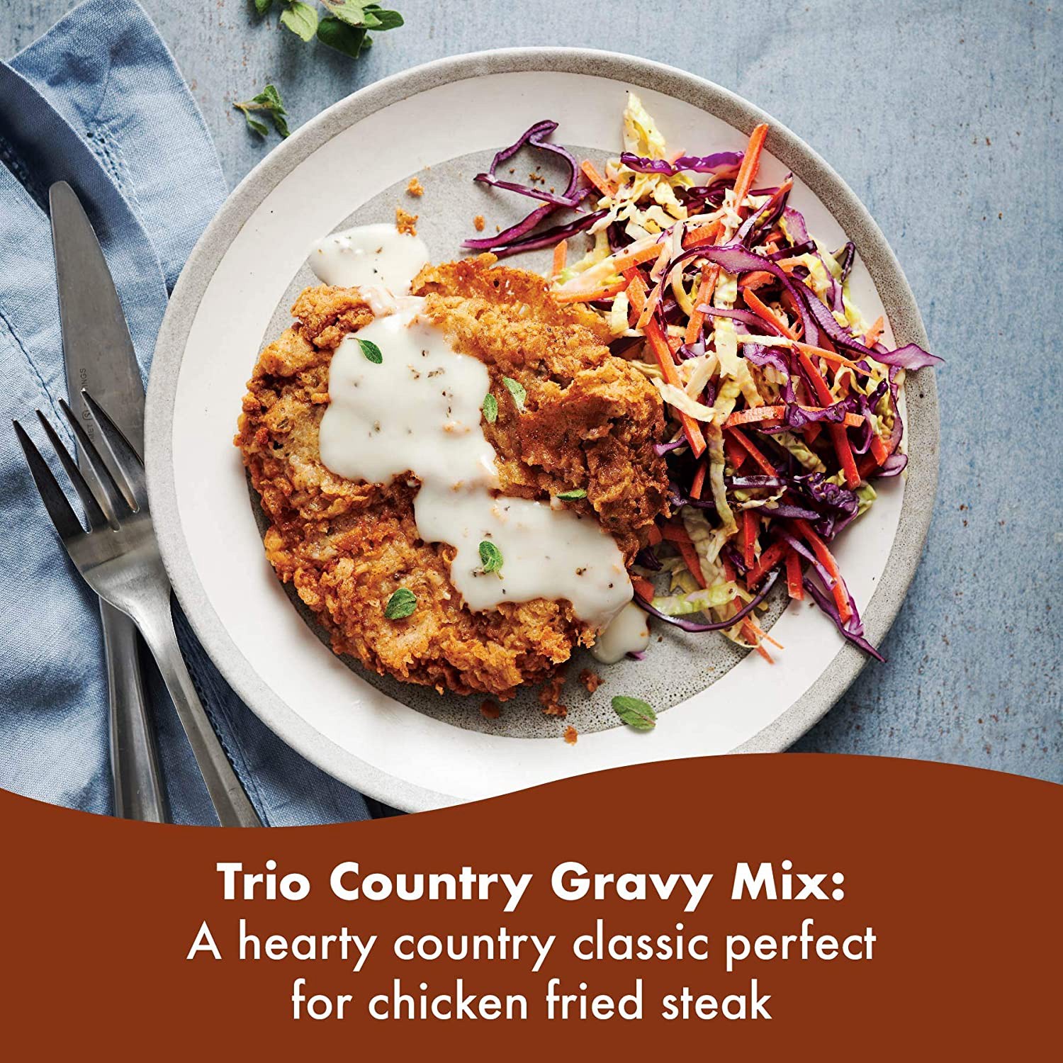 slide 3 of 5, Trio Gravy Mix, Country, per lb