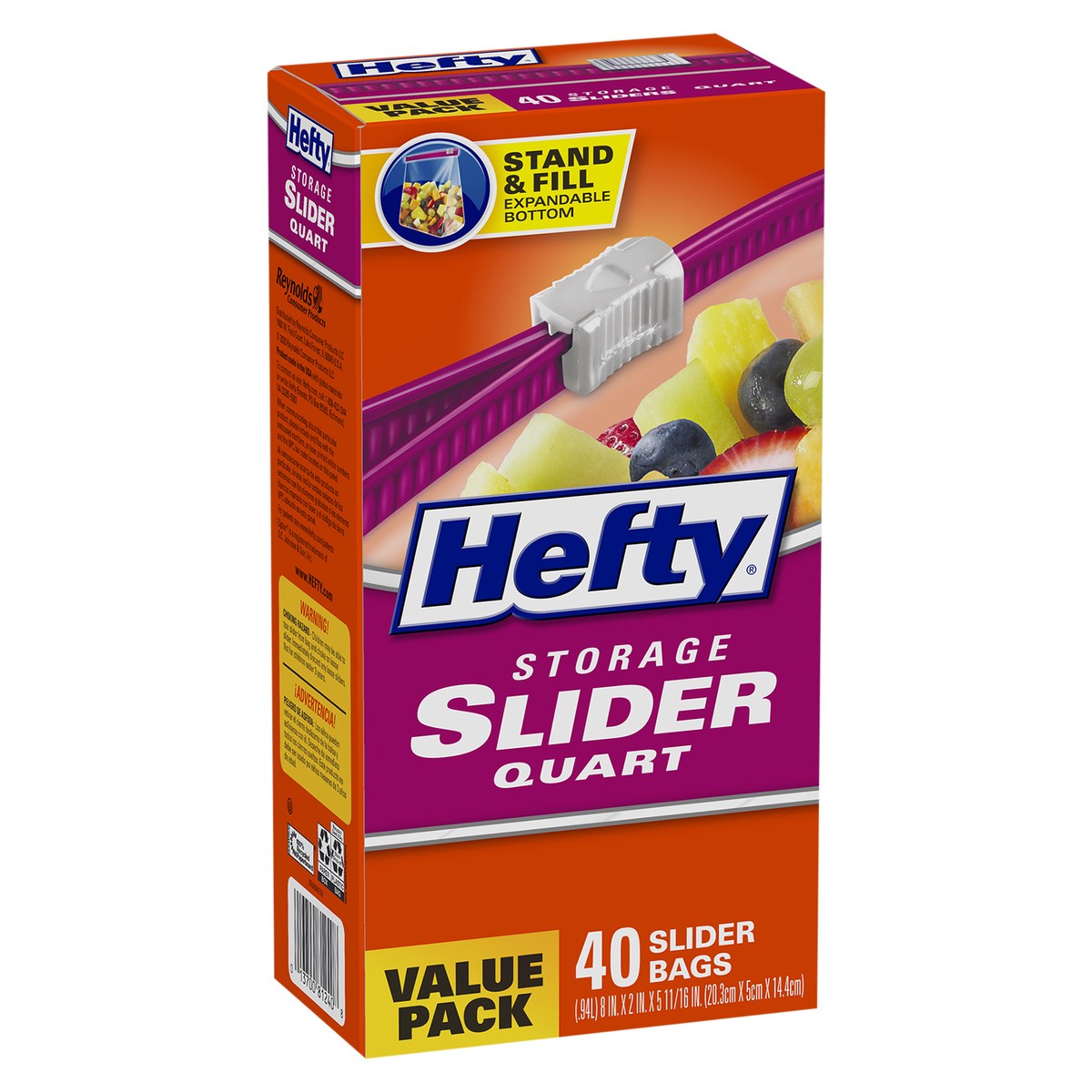 slide 2 of 9, Hefty Quart Food Storage Slider Bag - 40c, 40 ct