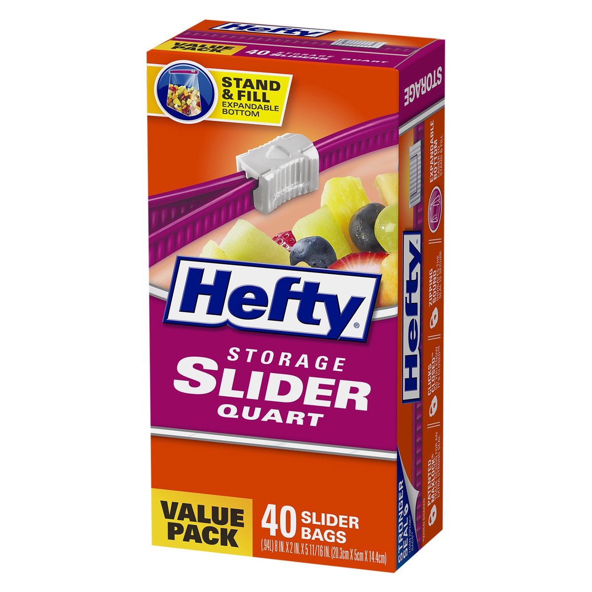 slide 3 of 9, Hefty Quart Food Storage Slider Bag - 40c, 40 ct