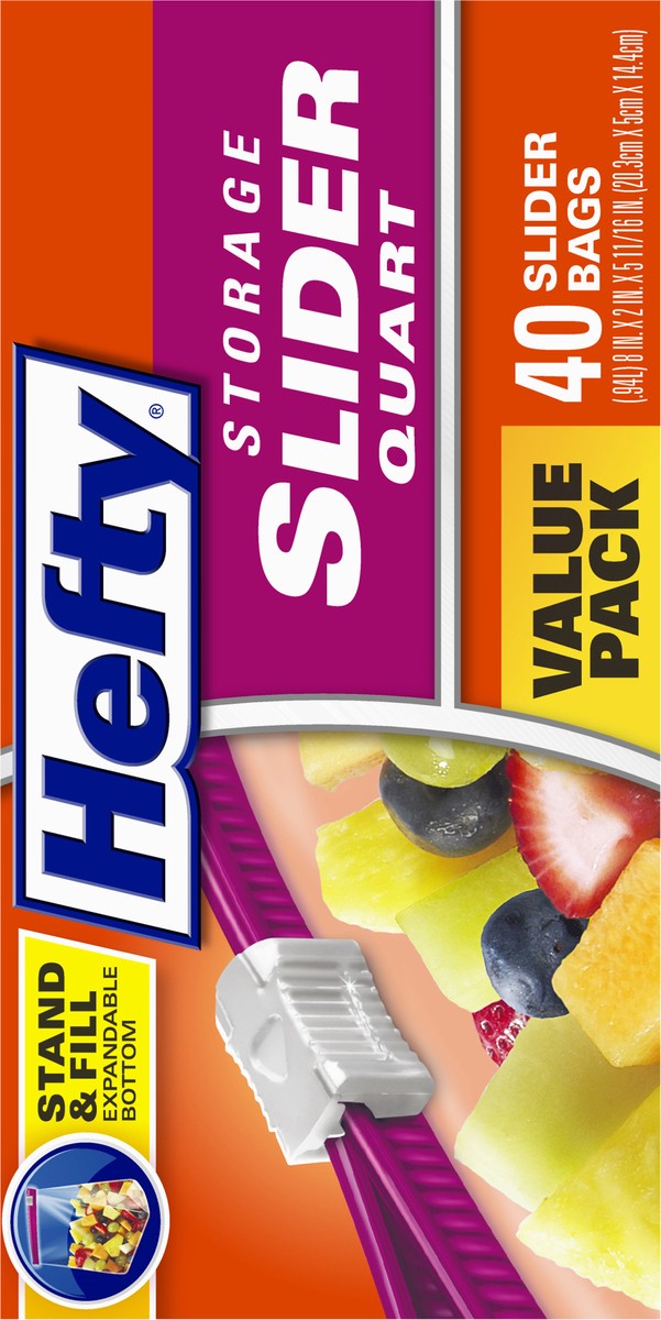 slide 5 of 9, Hefty Quart Food Storage Slider Bag - 40c, 40 ct