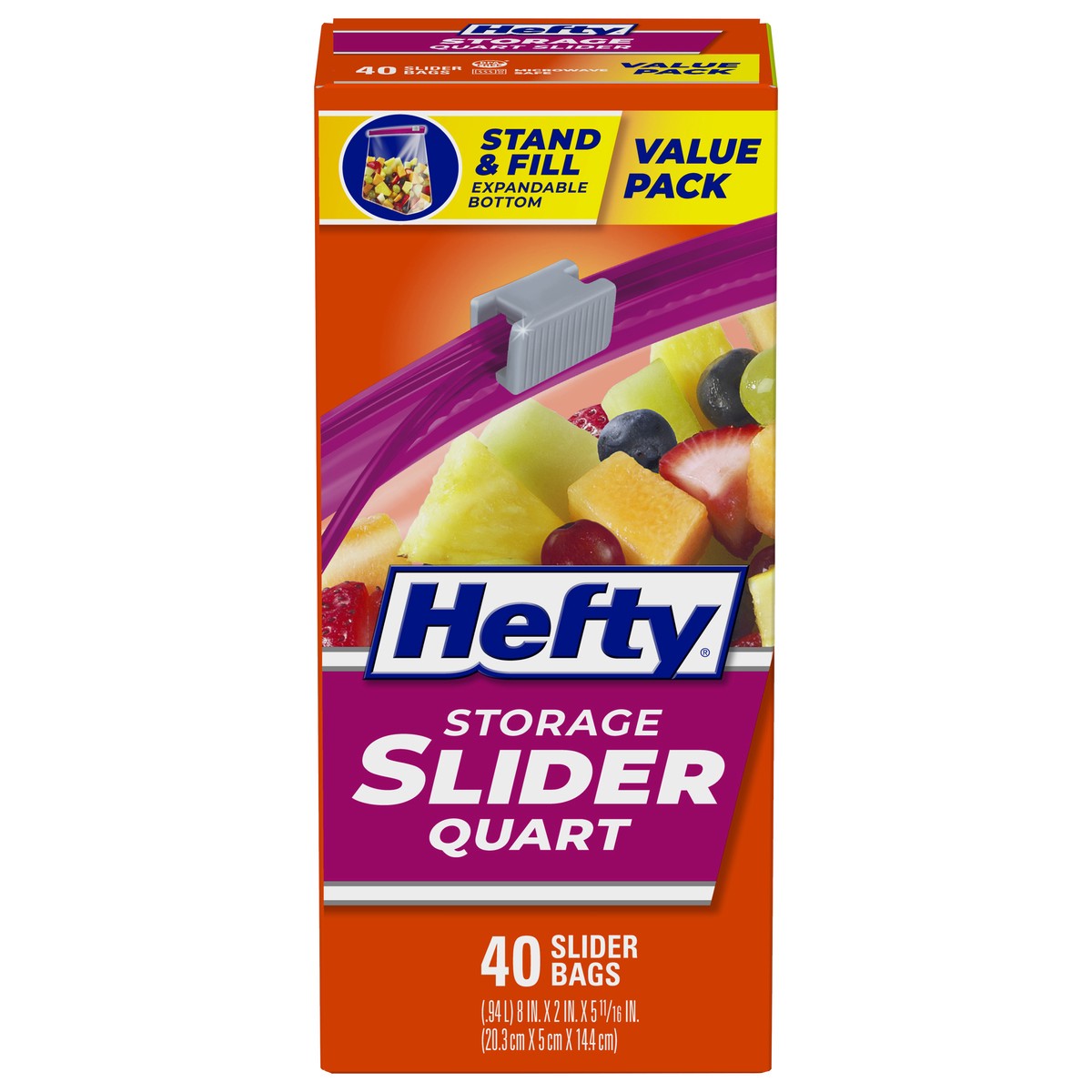 slide 1 of 9, Hefty Quart Food Storage Slider Bag - 40c, 40 ct