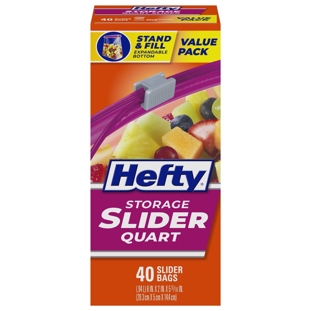 slide 1 of 9, Hefty Quart Food Storage Slider Bag - 40c, 40 ct