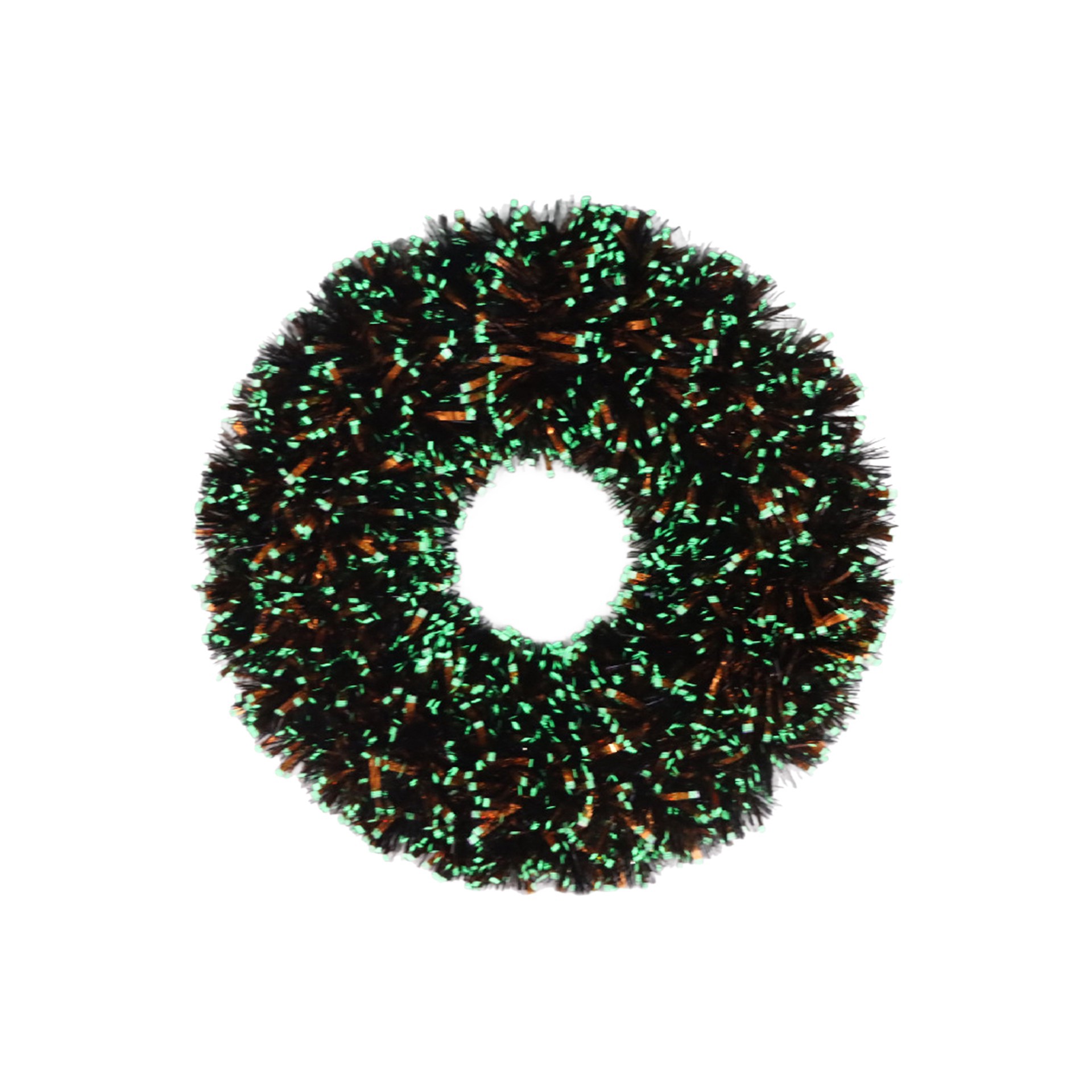 slide 2 of 2, 18" Orange Glow-In-The Dark Tinsel Wreath By Ashland, 18 in