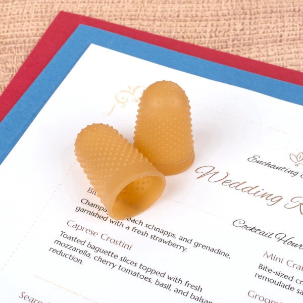 slide 2 of 6, Swingline® Rubber Fingertips, #13, 3/4"" Diameter, Amber, Box Of 12, 12 ct