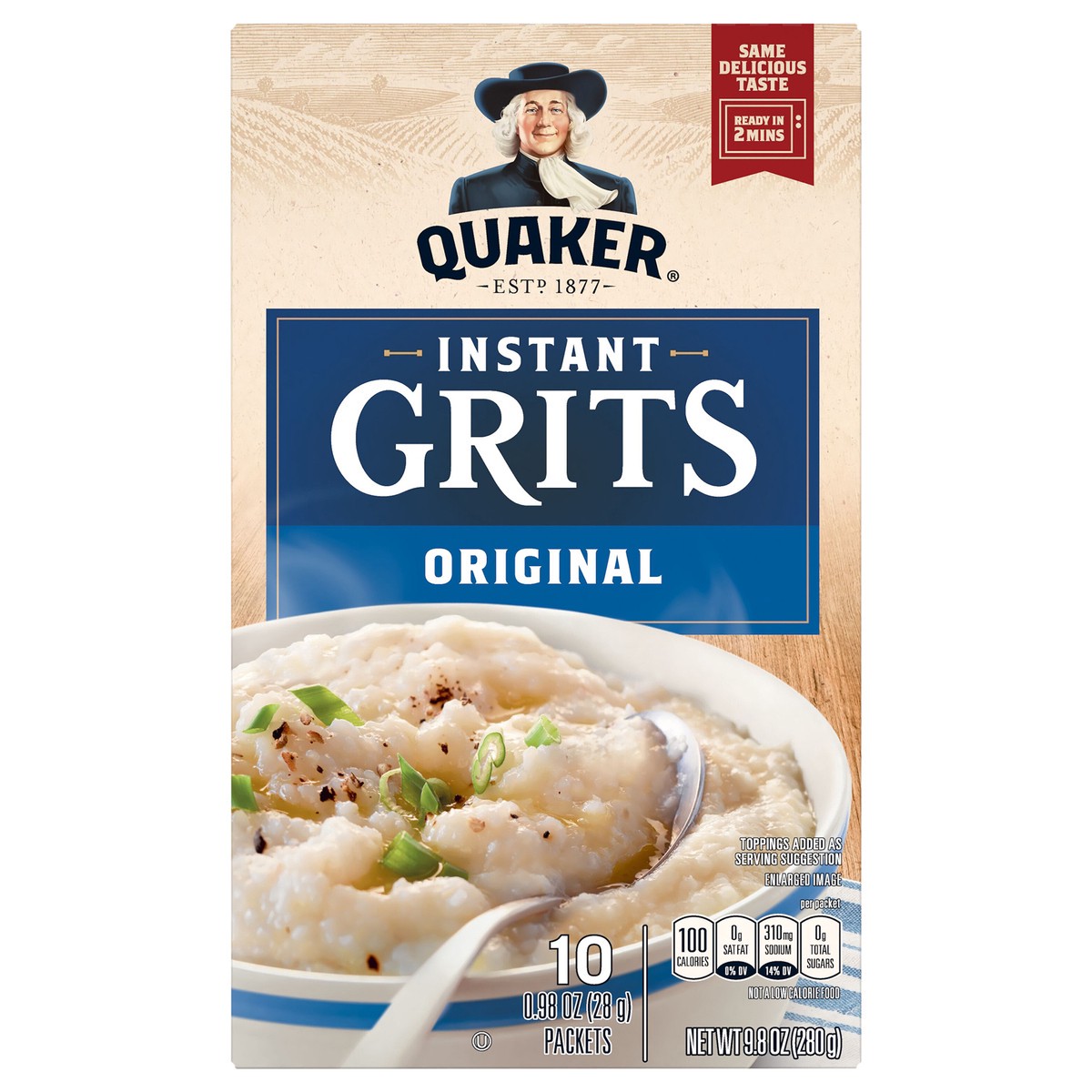 slide 1 of 7, Quaker Grits, Instant, Original, 10 ct