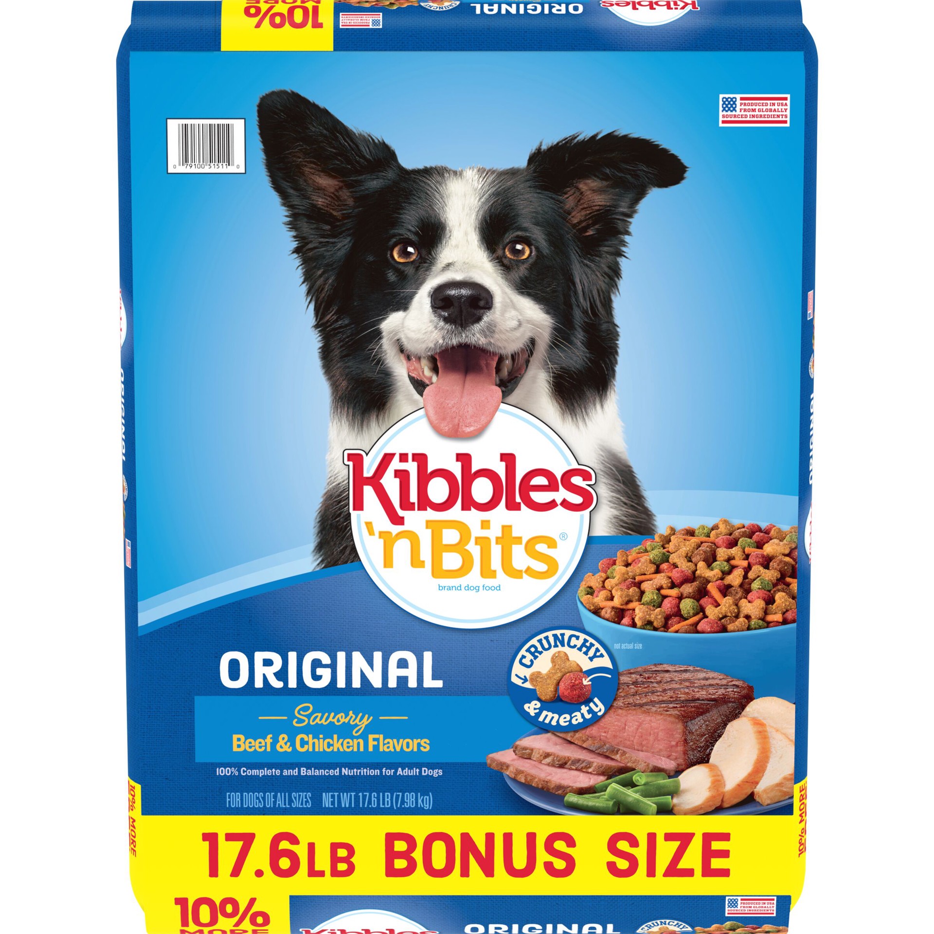 slide 1 of 4, Kibbles 'n Bits Original Savory Beef & Chicken Flavors Dry Dog Food, 17.6-Pound Bag, 17.6 lb