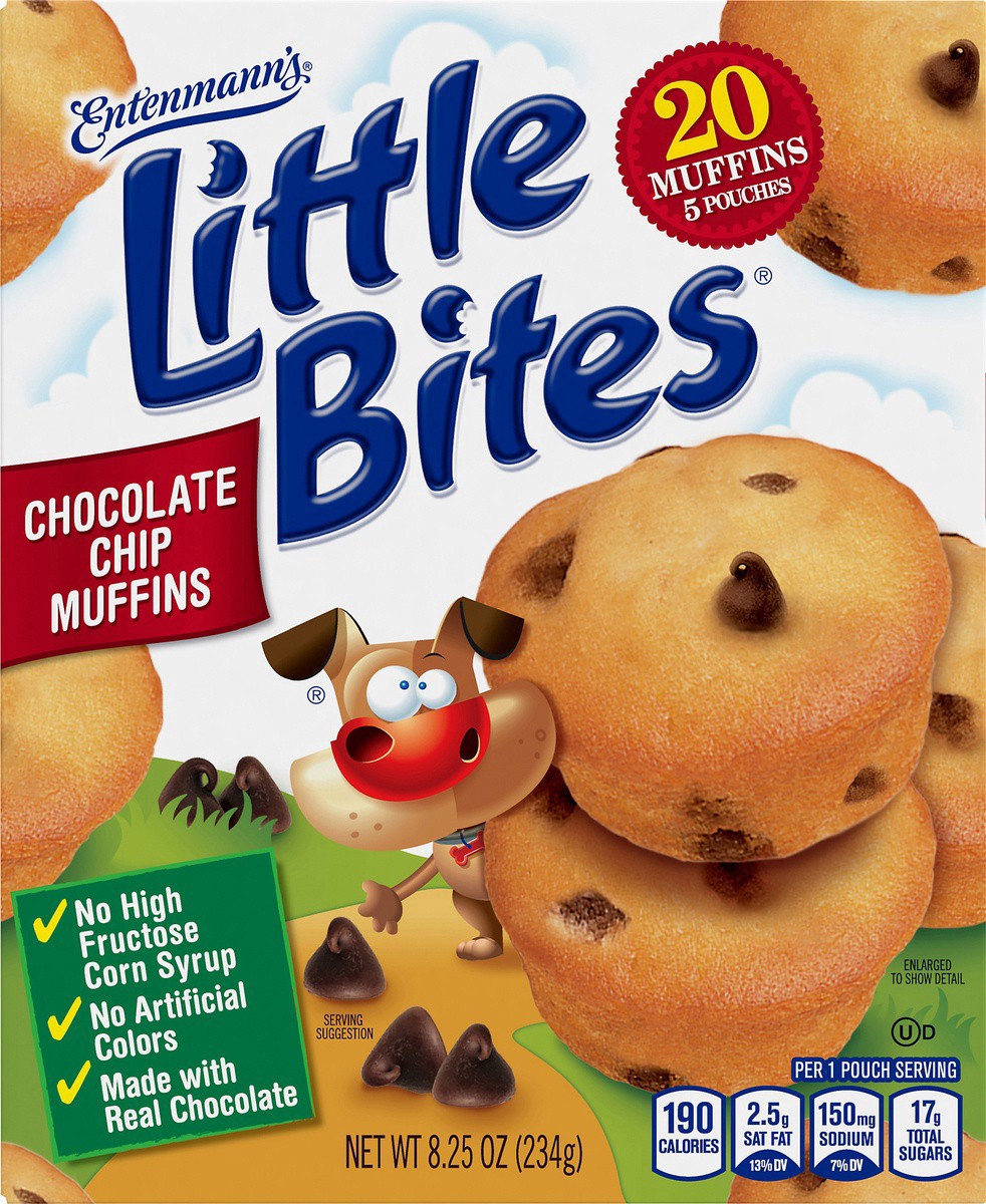 slide 3 of 5, Entenmann's Little Bites Chocolate Chip Muffins, 5 packs, Mini Muffins, 8.25 oz Multipack, 5 ct