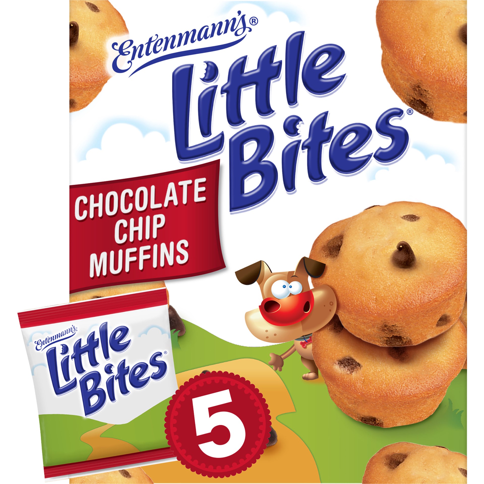 slide 1 of 5, Entenmann's Little Bites Chocolate Chip Muffins, 5 packs, Mini Muffins, 8.25 oz Multipack, 5 ct