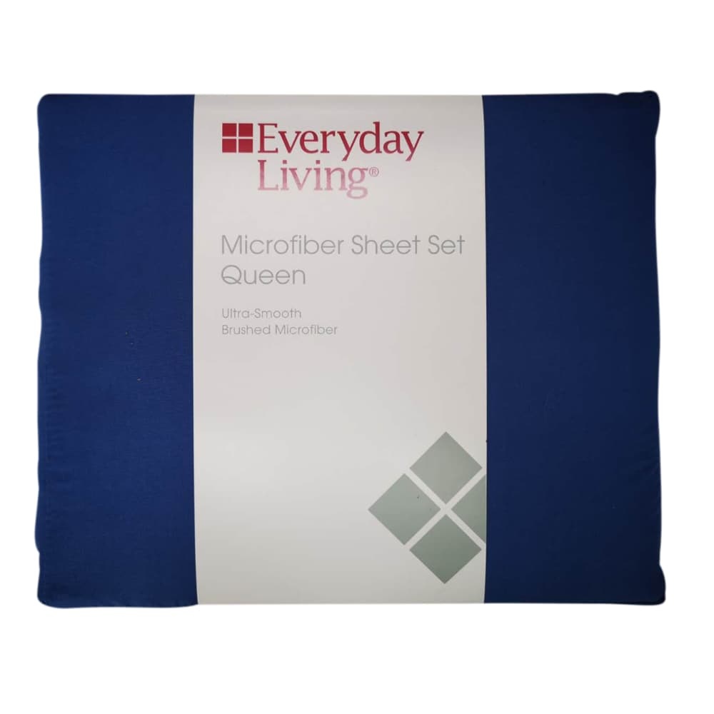 slide 1 of 1, Everyday Living Microfiber Sheet Set - 4 Piece - Dutch Blue, Queen Size