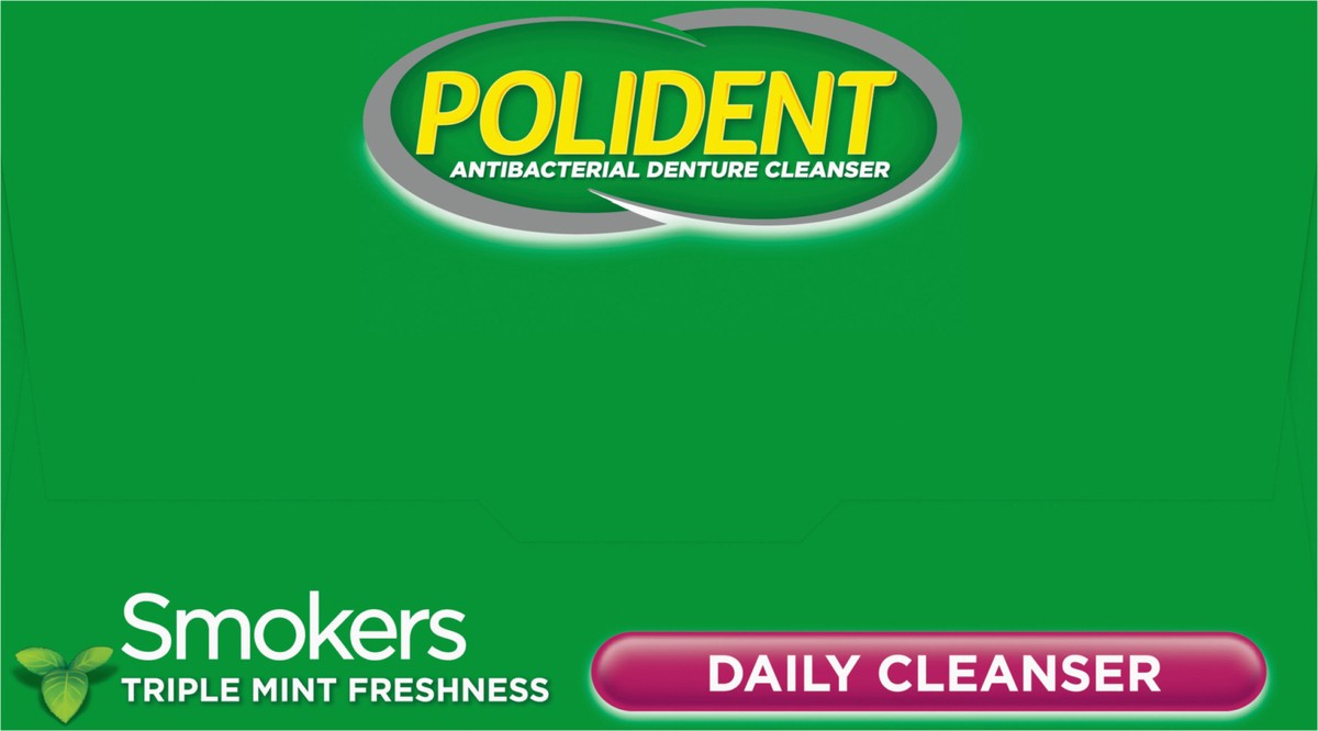 slide 5 of 10, Polident Smokers Antibacterial Denture Cleanser Effervescent Tablets, 40 count, 40 ct