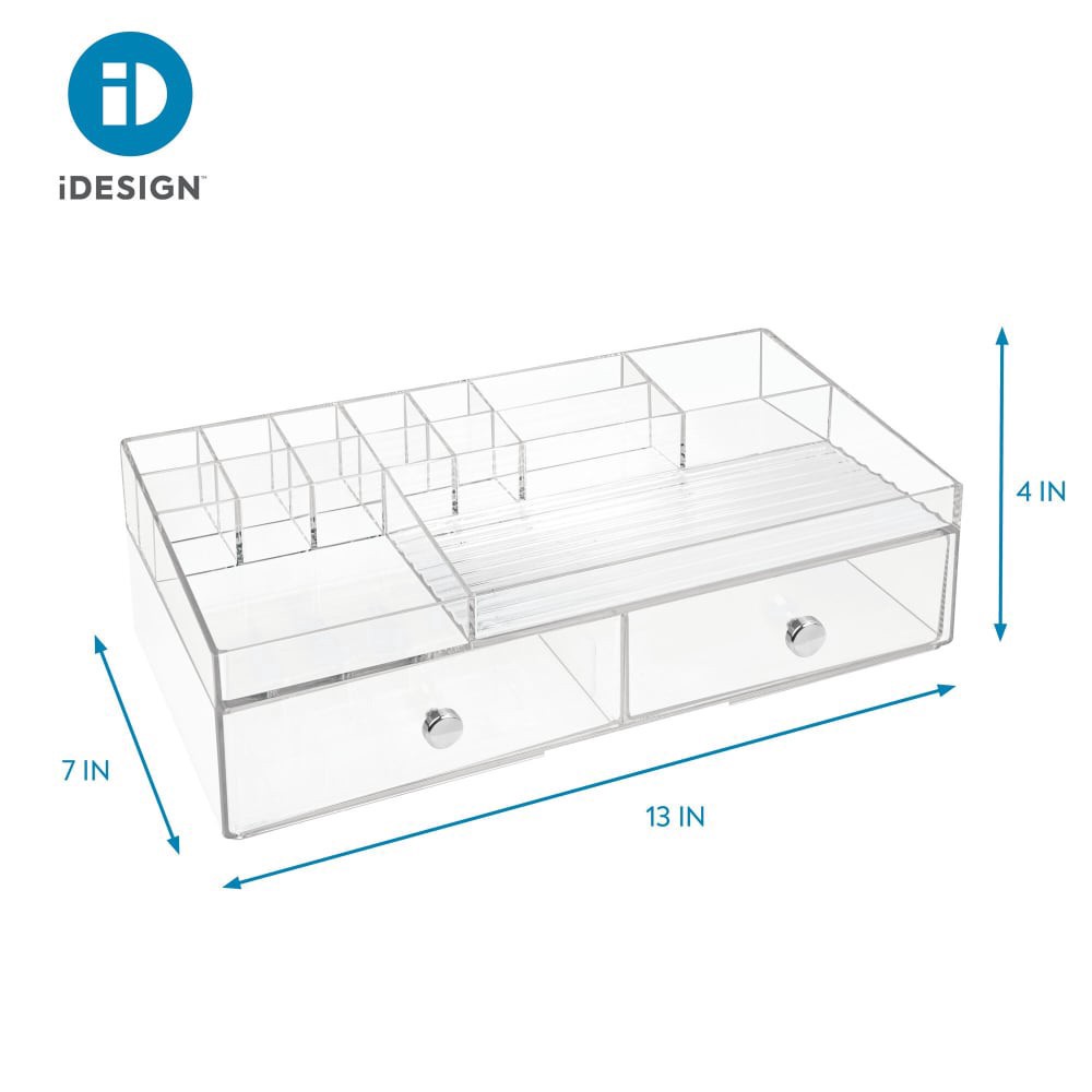 slide 2 of 4, InterDesign Drawers 2-Drawer Cosmetic Organizer - Clear, 13 in x 7 in x 4 in