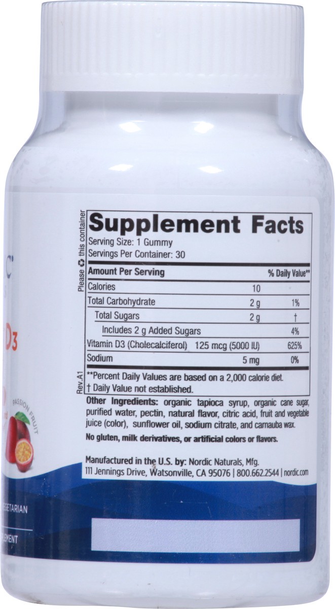 slide 6 of 9, Nordic Naturals 5000 IU Passion Fruit Vitamin D3 30 Gummies, 30 ct