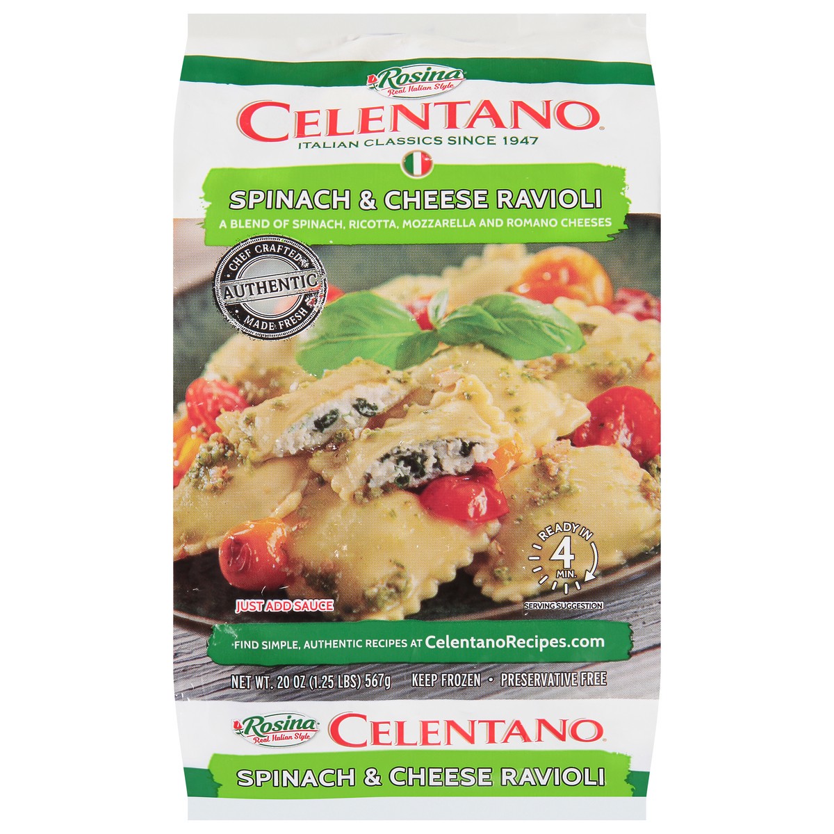 slide 7 of 13, Celentano Spinach & Cheese Ravioli 20 oz, 20 oz